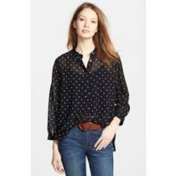 Madewell Tops - EUC Madewell Shirred Popover Shirt in Polka Dot